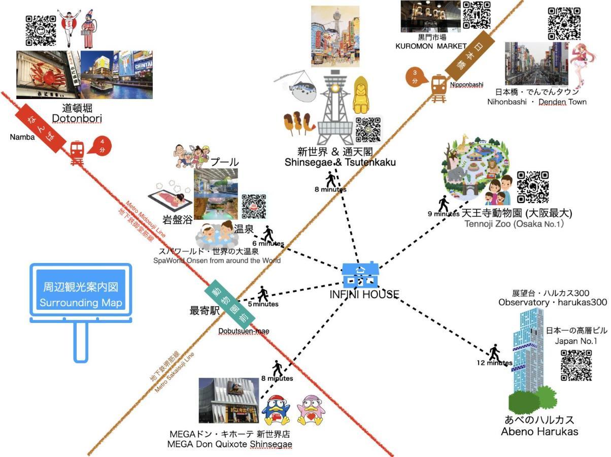 古今 新世界 竹 Near Tsutenkaku & 4mins To Namba Sta & Direct To Kix *